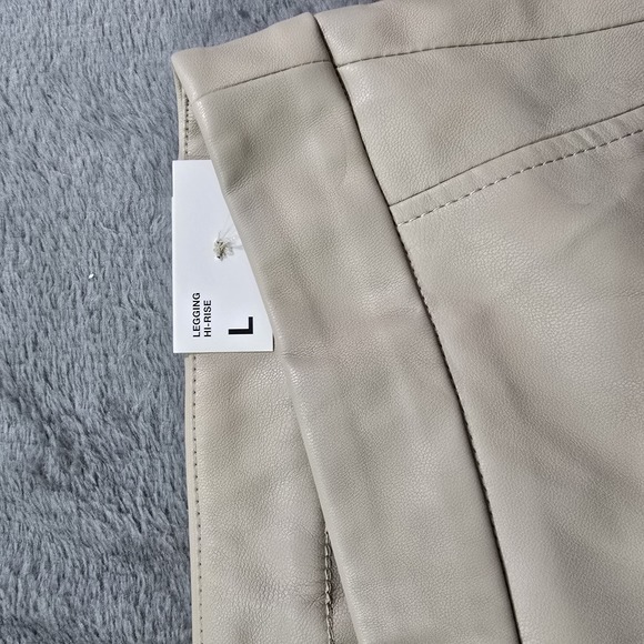 Zara Faux Leather High Waisted Pants Large Beige Skinny - Picture 9 of 11